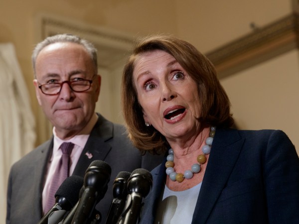 House Democratic Leader Nancy Pelosi of California, and Senate Democratic Leader Chuck Schumer of New York speak to reporters about the Congressional Budget Office projection that 14 million people would lose health coverage under the House Republican bill dismantling former President Barack Obama's health care law, on Capitol Hill in Washington, Monday, March, 13, 2017.  (AP Photo/J. Scott Applewhite)