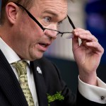 Budget Director Mick Mulvaney speaks about the Trump Administration's budget proposal during daily press briefing at the White House, Thursday, March 16, 2017, in Washington. (AP Photo/Andrew Harnik)