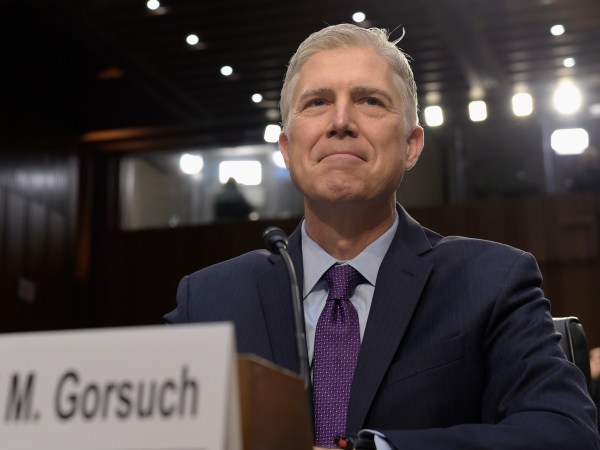 Supreme Court Justice nominee Neil Gorsuch arrives on Capitol Hill in Washington, Tuesday, March 21, 2017, for his confirmation hearing before the Senate Judiciary Committee. (AP Photo/Susan Walsh)
