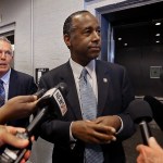 HUD Secretary Ben Carson, meeting the media briefly before his departure, toured the Hunter Plaza Apartments in downtown Fort Worth, Wednesday, March 29, 2017.