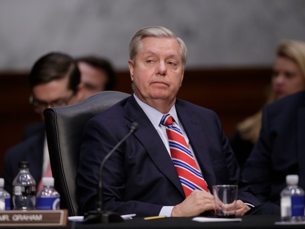 Sen. Lindsey Graham, R-S.C., listens during deliberation by members of the Senate Judiciary Committee on the nomination of President Donald Trump's Supreme Court nominee Neil Gorsuch to fill the vacancy left by the late Antonin Scalia, on Capitol Hill in Washington, Monday, April 3, 2017.  A weeklong partisan showdown is expected as Democrats are steadily amassing the votes to block Judge Gorsuch and force Republicans to unilaterally change long-standing rules to confirm him.   (AP Photo/J. Scott Applewhite)