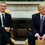 President Donald Trump meets with NATO Secretary General Jens Stoltenberg in the Oval Office of the White House, Wednesday, April 12, 2017, in Washington. (AP Photo/Evan Vucci)