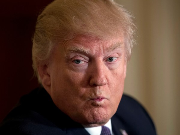 President Donald Trump pauses during a news conference with NATO Secretary General Jens Stoltenberg in the East Room at the White House in Washington, Wednesday, April 12, 2017, in Washington. (AP Photo/Andrew Harnik)