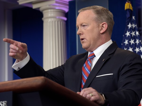 White House press secretary Sean Spicer speaks during the daily briefing at the White House in Washington, Wednesday, April 19, 2017. (AP Photo/Susan Walsh)
