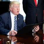 President Donald Trump speaks before signing an Executive Order at the Treasury Department, Friday, April 21, 2017, in Washington. (AP Photo/Alex Brandon)