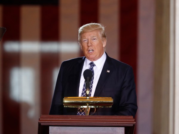 President Donald Trump speaks during the United States Holocaust Memorial Museum’s National Days of Remembrance ceremony on Capitol Hill in Washington, Tuesday, April 25, 2017. (AP Photo/Pablo Martinez Monsivais)
