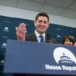 UNITED STATES - APRIL 26: Speaker Paul Ryan, R-Wis., conducts a news conference after a meeting of the House Republican Conference in the Capitol on April 26, 2017. House Majority Leader Kevin McCarthy, R-Calif., and Rep. Cathy McMorris Rodgers, R-Wash., also appear. (Photo By Tom Williams/CQ Roll Call)