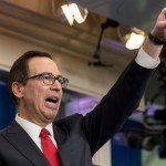 Treasury Secretary Steve Mnuchin takes a  question in the briefing room of the White House, in Washington, Wednesday, April 26, 2017, where they discussed President Donald Trump tax proposals. (AP Photo/Andrew Harnik)