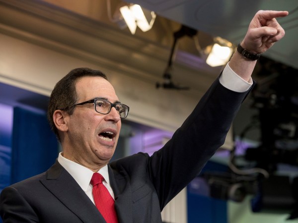 Treasury Secretary Steve Mnuchin takes a  question in the briefing room of the White House, in Washington, Wednesday, April 26, 2017, where they discussed President Donald Trump tax proposals. (AP Photo/Andrew Harnik)
