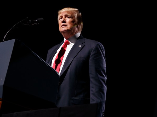 President Donald Trump speaks to the National Rifle Association Leadership Conference, Friday, April 28, 2017, in Atlanta. (AP Photo/Evan Vucci)