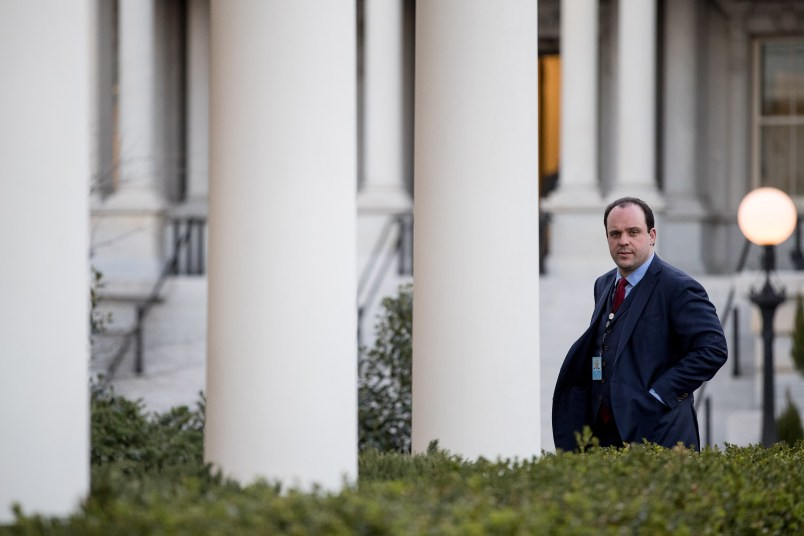 Boris Epshteyn, special assistant to President Donald Trump, walks into the West Wing of the White House, Wednesday, March 8, 2017, in Washington. (AP Photo/Andrew Harnik)