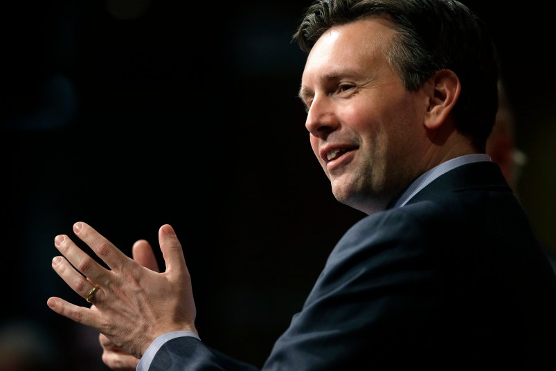 Former Obama White House press secretary Josh Earnest participates in a forum called "The Press & the Presidency," Tuesday, March 7, 2017, at the John F. Kennedy School of Government on the campus of Harvard University, in Cambridge, Mass. Earnest has accused President Donald Trump of using wiretapping allegations as a distraction. (AP Photo/Steven Senne)