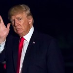 President Donald Trump waves as he walks across the south lawn of the White House in Washington late Saturday night, April 29, 2017 on this return from a rally in Harrisburg, PA. (AP Photo/J. David Ake)