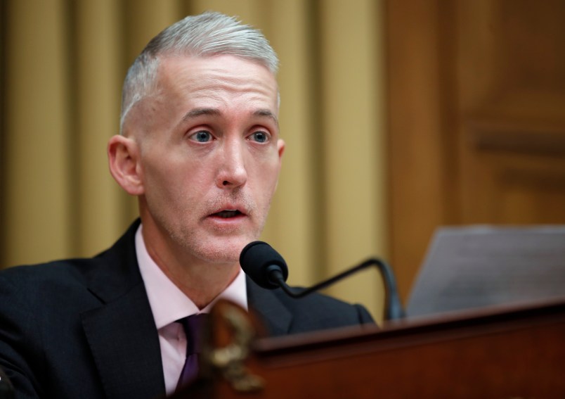 Chairman Rep. Trey Gowdy, R-S.C., speaks during a hearing of the House Judiciary Subcommittee on Crime, Terrorism, Homeland Security, and Investigations, on Capitol Hill, Tuesday, April 4, 2017 in Washington. (AP Photo/Alex Brandon)