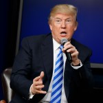 President Donald Trump speaks during a town hall with business leaders in the South Court Auditorium on the White House complex, Tuesday, April 4, 2017, in Washington. (AP Photo/Evan Vucci)
