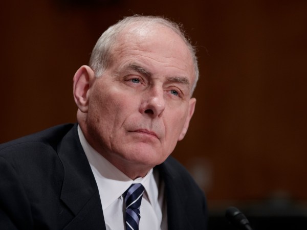Homeland Security Secretary John Kelly appears before the Senate Homeland Security and Governmental Affairs Committee to advance President Donald Trump’s border security agenda, on Capitol Hill in Washington, Wednesday, April 5, 2017.  Kelly says a wall in the right places, will do that job, however, that wall won't be from "sea to shining sea," but in places where border agents say it would be most effective. (AP Photo/J. Scott Applewhite)
