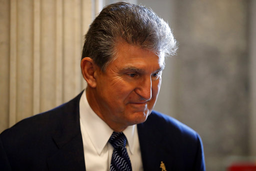 Sen. Joe Manchin, D-W. Va. listens to a reporter's question before a policy luncheon on Capitol Hill in Washington, Tuesday, April 25, 2017. (AP Photo/Alex Brandon)