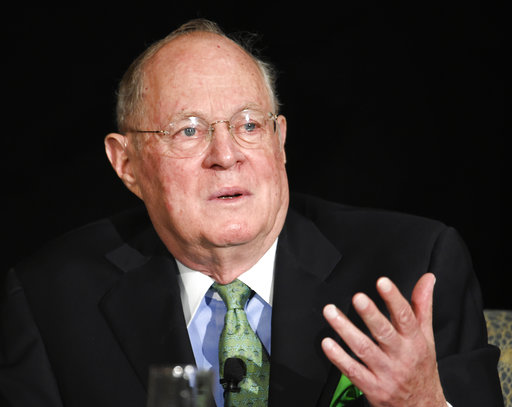 U.S. Supreme Court Justice Anthony Kennedy speaks at the Ninth Circuit Judicial Conference held Wednesday, July 15, 2015 in San Diego. Kennedy's appearance at the 9th Circuit Judicial Conference comes shortly after the nation's highest court put an end to same-sex marriage bans in the 14 states that still maintained them and provided an exclamation point for breathtaking changes in the nation's social norms in recent years.  (AP Photo/Denis Poroy)
