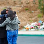 ***MANDATORY CREDIT: K.C. Alfred / San Diego Union-Tribune*** MANDATORY CREDIT***, NO SALES, NO FOREIGN, NO MAGS, NO TELEVISION, NO INTERNET***LOS ANGELES DAILY NEWS OUT, ORANGE COUNTY REGISTER OUT, INLAND VALLEY DAILY BULLETIN OUT, LA OPINION OUT.SAN DIEGO, CA - MAY 7, 2017 - People gathered at Torrey Pines High School Sunday near a memorial for a 15 year-old student that was shot and killed by police in the parking lot the day before. (Photo by K.C. Alfred/The San Diego Union-Tribune)