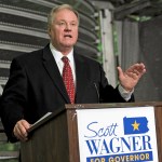 Pennsylvania state Sen. Scott Wagner, of York, R-28th Dist., visited the Maple Donuts factory in Lake City, Pa., on Jan. 12, 2016 a day after announcing his candidacy for Pennsylvania governor in the 2018 election.  (AP Photo/Erie Times-News, Christopher Millette)