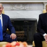 FILE - in this Wednesday, Feb. 15, 2017 file photo, US President Donald Trump and Israeli Prime Minister Benjamin Netanyahu meet in the Oval Office of the White House in Washington. Trump and Netanyahu said at their first joint news conference that they will seize what they believe is an opportunity for an ambitious Israeli-Arab peace deal. (AP Photo/Carolyn Kaster, File)