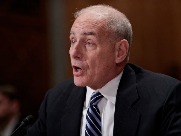 Homeland Security Secretary John Kelly appears before the Senate Homeland Security and Governmental Affairs Committee to advance President Donald Trump’s border security agenda, on Capitol Hill in Washington, Wednesday, April 5, 2017.  Kelly says a wall in the right places, will do that job, however, that wall won't be from "sea to shining sea," but in places where border agents say it would be most effective. (AP Photo/J. Scott Applewhite)
