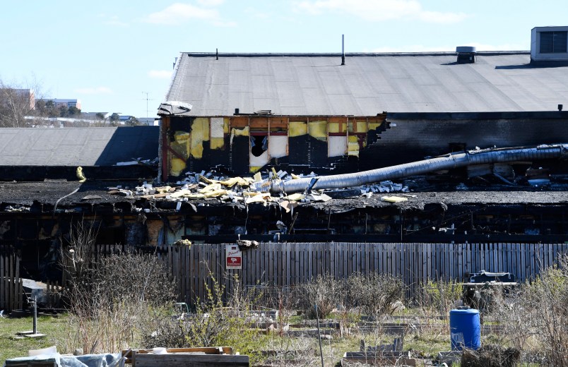 Parts of the Imam Ali Mosque in Jarfalla north of Stockholm, Sweden has been destroyed in a fire during the night of May 1, 2017. TFoto: Anders Wiklund / TT / Kod 10040