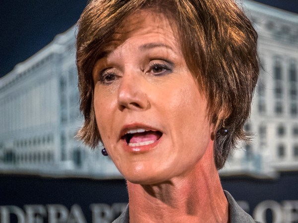 Deputy Attorney General Sally Yates announces the settlement with Volkswagen during a news conference at the Justice Department in Washington, Tuesday, June 28, 2016. Volkswagen will spend more than $15 billion to settle consumer lawsuits and government allegations that it cheated on emissions tests in what lawyers are calling the largest auto-related class-action settlement in U.S. history. (AP Photo/J. David Ake)