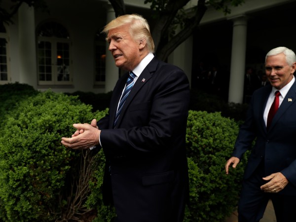 President Donald Trump speaks in the Rose Garden of the White House, Thursday, May 4, 2017, in Washington. (AP Photo/Evan Vucci)