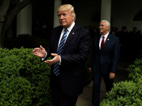 President Donald Trump speaks in the Rose Garden of the White House, Thursday, May 4, 2017, in Washington. (AP Photo/Evan Vucci)