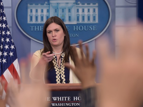 Deputy White House Press Secretary Sarah Huckabee Sanders speaks during the daily briefing at the White House in Washington, Wednesday, May 10, 2017. Sanders was asked about the firing of FBI Director James Comey, President Donald Trump's meeting with Russian Foreign Minister Sergey Lavrov and other topics. (AP Photo/Susan Walsh)