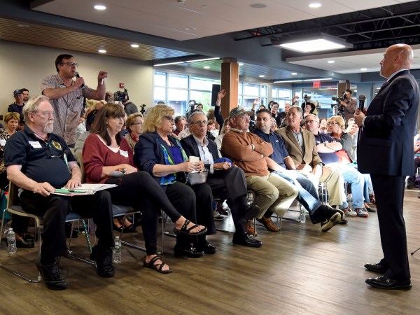 Fresh off the House vote on repealing Obamacare care, U.S. Rep. Tom MacArthur  (right) holds a town meeting in Willingboro (NJ) May 10, 2017. TOM GRALISH / Staff Photographer   ( AP Photo / The Philadelphia Inquirer, Tom Gralish )