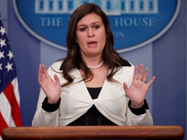 Deputy White House press secretary Sarah Huckabee Sanders speaks during the daily press briefing, Thursday, May 11, 2017, in Washington. (AP Photo/Evan Vucci)