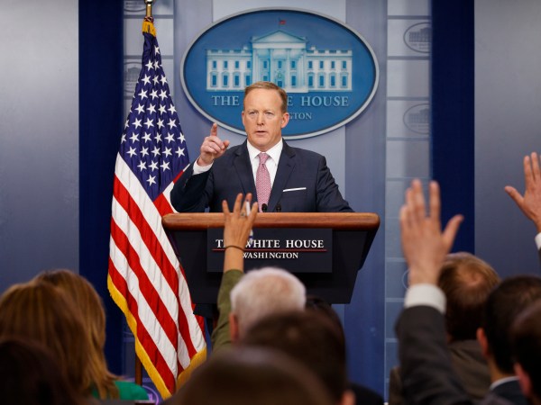 White House press secretary Sean Spicer speaks during the daily press briefing, Friday, May 12, 2017, in Washington. (AP Photo/Evan Vucci)