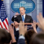 White House press secretary Sean Spicer calls on a member of the media during the daily press briefing at the White House, Monday, May 15, 2017, in Washington. (AP Photo/Andrew Harnik)