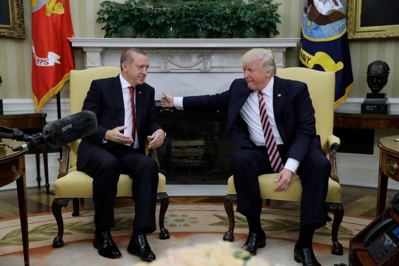 President Donald Trump XXXX Turkish President Recep Tayyip Erdogan xxxx at the White House, Tuesday, May 16, 2017, in Washington. (AP Photo/Evan Vucci)