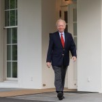 Former Connecticut Sen. Joe Lieberman leaves the West Wing of the White House in Washington, Wednesday, May 17, 2017. The White House says President Donald Trump will be interviewing four potential candidates to lead the FBI. (AP Photo/Pablo Martinez Monsivais)