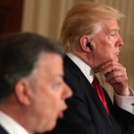 President Donald Trump accompanied by Colombian President Juan Manuel Santos, speaks during a joint news conference in the East Room of the White House, Thursday, May, 18th, 2017, in Washington. (AP Photo/Andrew Harnik)