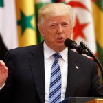 President Donald Trump delivers a speech to the Arab Islamic American Summit, at the King Abdulaziz Conference Center, Sunday, May 21, 2017, in Riyadh. (AP Photo/Evan Vucci)