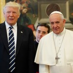 President Donald Trump stands with Pope Francis during a meeting, Wednesday, May 24, 2017, at the Vatican. (AP Photo/Evan Vucci)