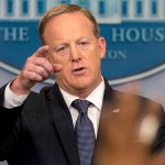 White House press secretary Sean Spicer calls on a member of the media during the daily press briefing at the White House, Tuesday, May 30, 2017, in Washington. Spicer discussed ongoing possible connections to Jared Kushner and Russians as well as the president's international trip. (AP Photo/Andrew Harnik)