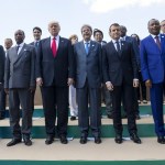 G7 and African leaders pose for a family photo in the Sicilian town of Taormina, Italy, Saturday, May 27, 2017. Leaders of the G7 meet Friday and Saturday, including newcomers Emmanuel Macron of France and Theresa May of Britain in an effort to forge a new dynamic after a year of global political turmoil amid a rise in nationalism. ANSA/ANGELO CARCONI