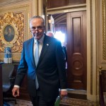 Senate Minority Leader Chuck Schumer, D-N.Y., emerges from a closed-door Democrat strategy session on the morning after the firing of FBI Director James Comey by President Donald Trump, at the Capitol in Washington, Wednesday, May 10, 2017. The abrupt firing of Comey threw into question the future of the FBI's investigation into the Trump campaign's possible connections to Russia and immediately raised suspicions of an underhanded effort to stymie a probe that has shadowed the administration from the outset. (AP Photo/J. Scott Applewhite)