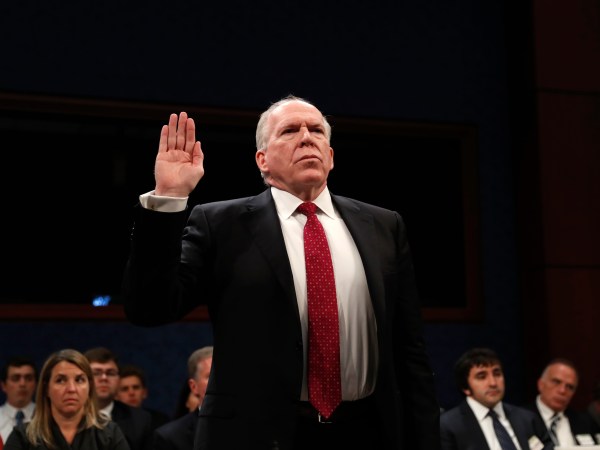 Former CIA Director John Brennan testifies on CapitolHill in Washington, Tuesday, May 23, 2017, before the House Intelligence Committee Russia Investigation Task Force. (AP Photo/Pablo Martinez Monsivais)