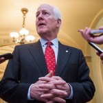 UNITED STATES - MAY 10: Senate Majority Whip John Cornyn, R-Texas, talks with reporters in the Capitol on May 10, 2017. (Photo By Tom Williams/CQ Roll Call)