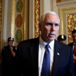 "It was the right decision at the right time," says Vice President Mike Pence when asked about President Trump's decision to fire FBI Director Comey, on Capitol Hill in Washington, Wednesday, May 10, 2017. (AP Photo/Jacquelyn Martin)