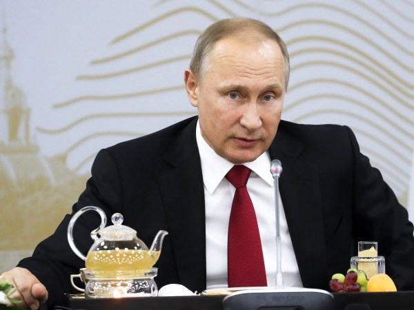 Russian President Vladimir Putin meets with heads of major foreign companies at the St. Petersburg International Economic Forum in St. Petersburg, Russia, Friday, June 2, 2017. (Sergei Savostyanov/TASS News Agency Pool Photo via AP)