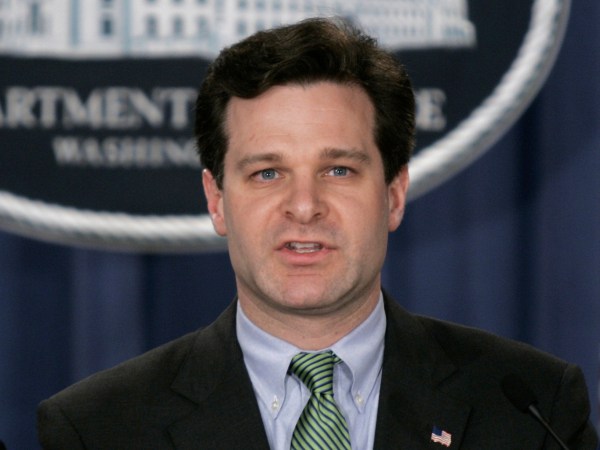 Assistant Attorney General, Christopher Wray, right, and  Director of the Executive Office for U.S. Attorneys, Mary Beth Buchanan, hold a press conference, Wednesday, Jan. 12, 2005, in Washington. The Justice Dept. is responding to the Supreme Court's ruling that juries, not judges, should consider factors that can add years to defendants' prison sentences applies as well to the 17-year-old federal guideline system. (AP Photo/Lawrence Jackson)