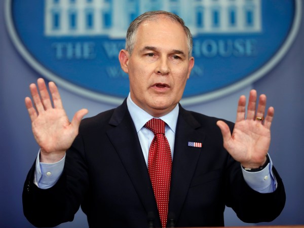 EPA Administrator Scott Pruitt speaks to the media during the daily briefing in the Brady Press Briefing Room of the White House in Washington, Friday, June 2, 2017. (AP Photo/Pablo Martinez Monsivais)