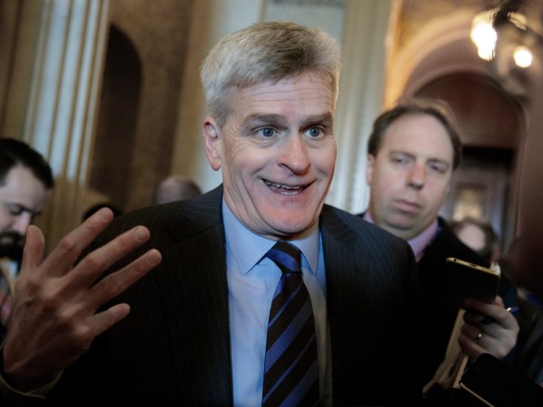 Sen. Bill Cassidy, R-La., speaks to reporters outside the Senate Chamber about President Trump's speech to Congress, during the vote to confirm Ryan Zinke as President Donald Trump’s secretary of the Department of the Interior, on Capitol Hill in Washington, Wednesday, March 1, 2017. A physician by training, Cassidy has introduced an Affordable Care Act alternative, called the Patient Freedom Act of 2017.  (AP Photo/J. Scott Applewhite)